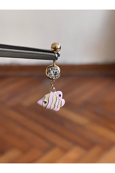 Rupen Kraft 316 L Cerrahi Çelik Pembe Balık Sallantılı Göbek Piercingi