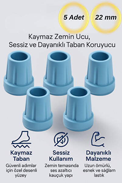 Hane Dostu 5 Adet Baston Lastiği 22 mm – Kaymaz Tabanlı, Dayanıklı ve Sessiz ...