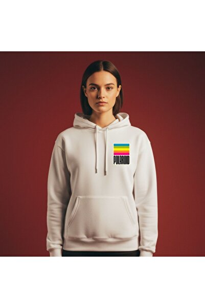 Etoile Studio سويت شيرت للجنسين باللون الأبيض قصة فضفاضة بغطاء رأس تصميم Ploraid