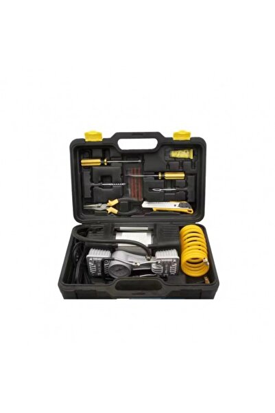UNİBOX Compresor Auto 12V, Mare Putere, 2 Cilindri, Trusa Accesorii, Kit Pana, Surubelnite, Patent, Cutter