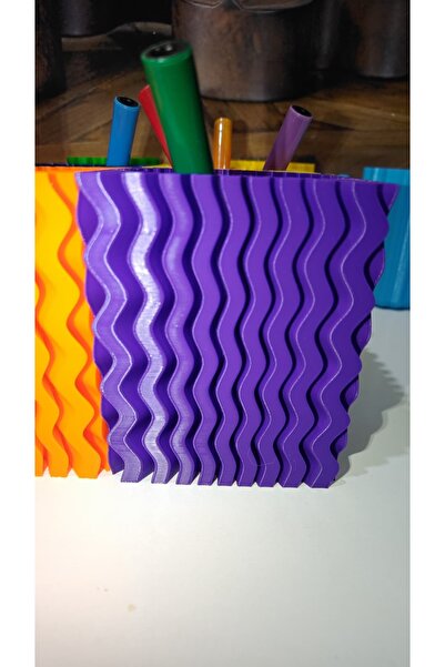 END Design Flexible Wave Textured Pen Holder |   4 Color Table Layout Accessory Made of Pla