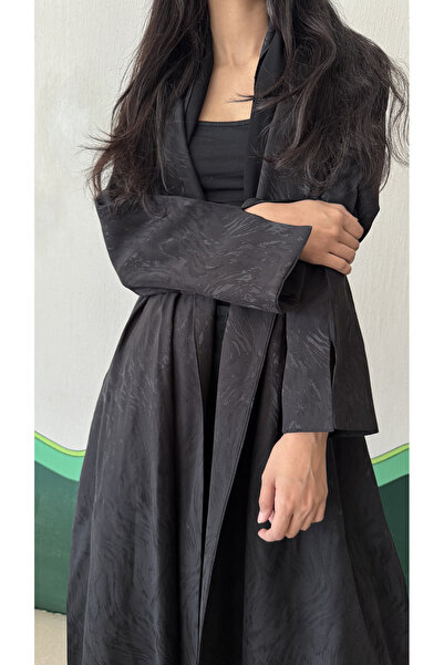 AYA - MWT337 - Black crepe jacquard abaya