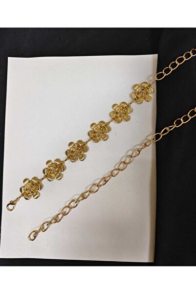 Maison La Femme Curea ajustabilă pentru femei, cu detalii de flori aurii, cur...