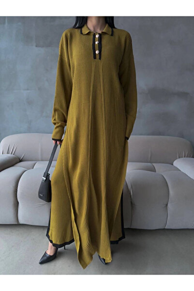 Ekince Pants Slit dress double knitwear set green elf