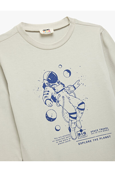 Koton Cotton Printed Crew Neck Long Sleeve T-Shirt