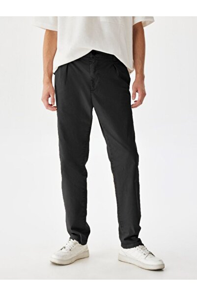 Ltb Straight Leg Gabardine Regular Black Trousers