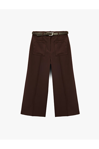 Koton Pantaloni din țesătură cu talie înaltă, cu buzunare aplicate, cu talie înaltă