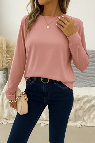 JANES   Women's Long Sleeve Crew Neck Viscose Blouse