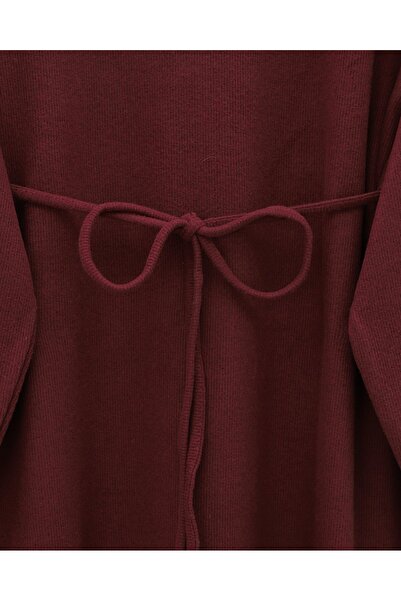 Modamorfo Tie-Waist Round Neck Thessaloniki Dress - Burgundy