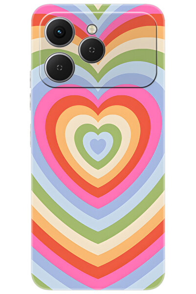 TECNO Spark 40 4G (KM5n) Uyumlu Kılıf Desen Baskılı Silikon Renkli Kalpler STK:1019 CP-GP77cZl