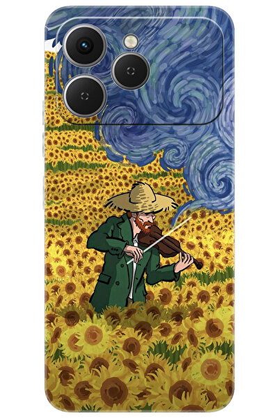 TECNO Spark 40 4G (KM5n) Uyumlu Kılıf Desen Baskılı Silikon Sunflower Ayçiçeği Tarlası STK:756 CP-umVuVtI