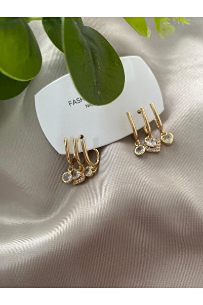 FASHİON JEWELRY SALLANTILI 6'LI GÖRÜNÜMLÜ İKİLİ KÜPE
