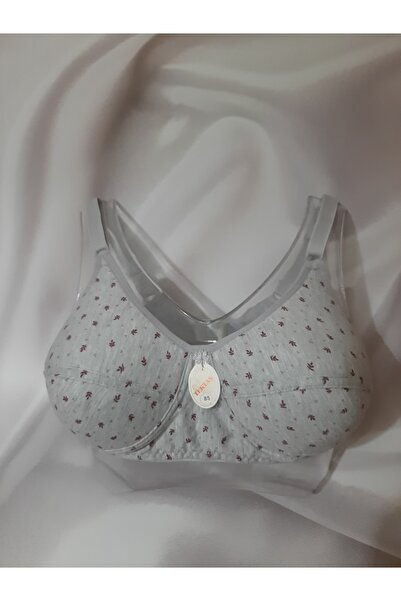 Butik Grey Patterned Sponge Cotton Polyester Blend Unbuttressed Women's Bra