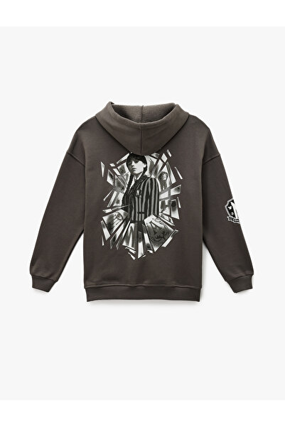 Koton Wednesday Licensed Hooded Back Printed Oversized Sweatshirt