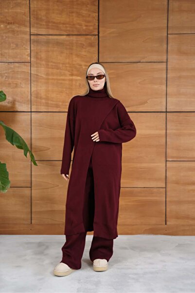 REDMİNA fashion Modern Asymmetrical Cut Three-Piece Knitwear Set