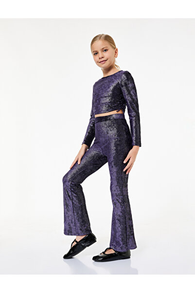 Koton Shiny Detailed Elastic Waist Slim Fit Flared Trousers