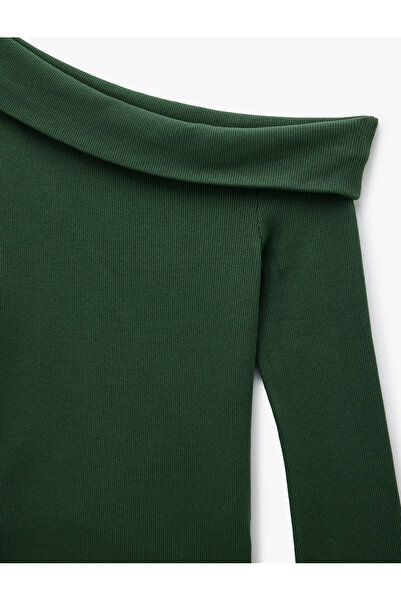 Koton Cotton Slim Fit Long Spanish Sleeve Off-The-Shoulder T-Shirt