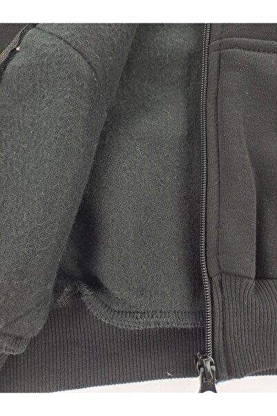 Butik Boys Girls Children Unisex Zippered Hooded Sweatshirt 3 Thread Ş Fleece-Lined Thick Winter Zippered Vest