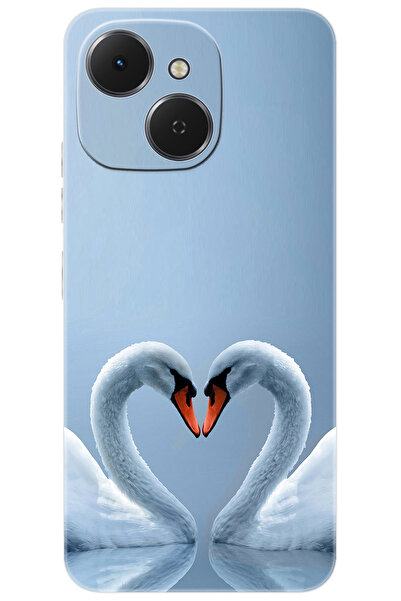 TECNO Spark 40C (KM4n) Uyumlu Kılıf Desen Baskılı Silikon Kuğ ve Kalp STK:305 CP-vWFZvVJ