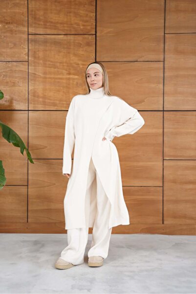 REDMİNA fashion Modern Asymmetrical Cut Three-Piece Knitwear Set