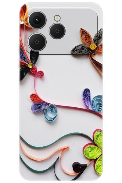 TECNO Spark 40 4G (KM5n) Uyumlu Kılıf Desen Baskılı Silikon Çiçek Desen STK:220 CP-BTzwDLN