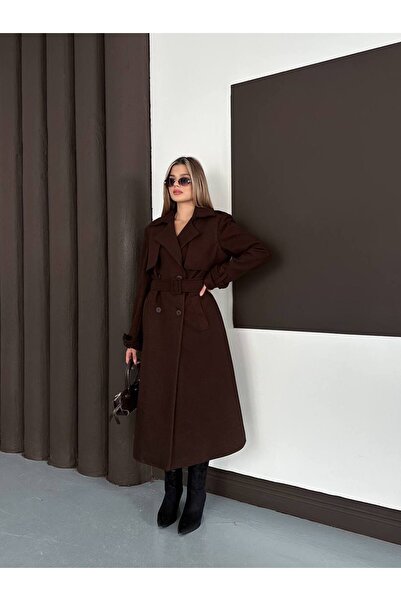 buqre's moda Γυναικείο Premium Χειμερινό Παλτό Κασέ με Λεπτομέρεια Κασέτας και Επικάλυψη Μέσης