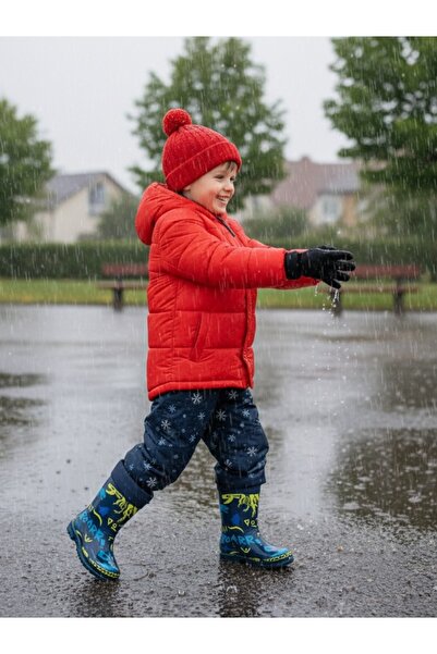 casso Unisex Dinosaur Patterned Boys' Plastic Never Waterproof Rain Boots