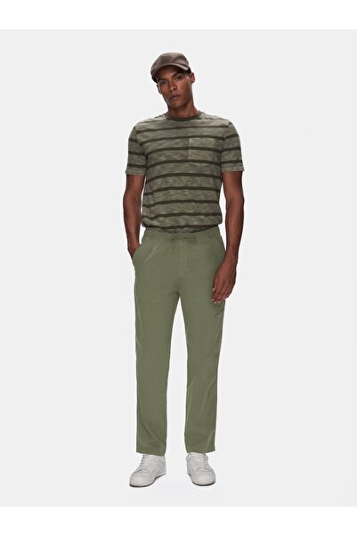 Ltb Straight Leg Gabardine Green Trousers