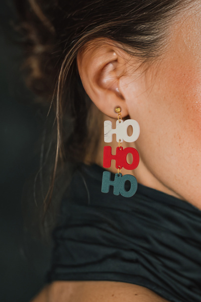 HO HO HO Christmas Themed Custom Design Earrings