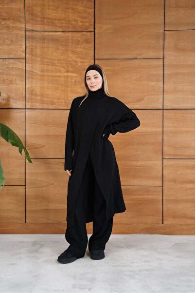 REDMİNA fashion Modern Asymmetrical Cut Three-Piece Knitwear Set