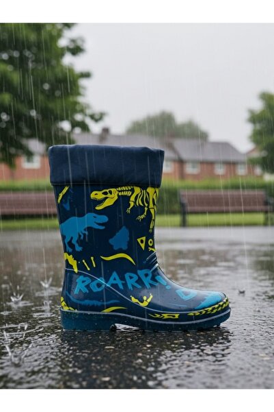 casso Unisex Dinosaur Patterned Boys' Plastic Never Waterproof Rain Boots