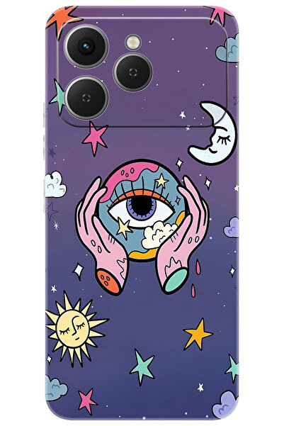 TECNO Spark 40 4G (KM5n) Uyumlu Kılıf Desen Baskılı Silikon Dünya Gözü STK:668 CP-ICF8XZb