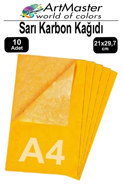 Artmaster Carbon Paper A4 Yellow 10 Pieces 21X29.7 cm Transfer Paper Copy Pap...