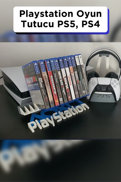 Genç 3D PlayStation Oyun Standı | PS5 & PS4 Oyun Kutusu Düzenleyici | Masa ve...