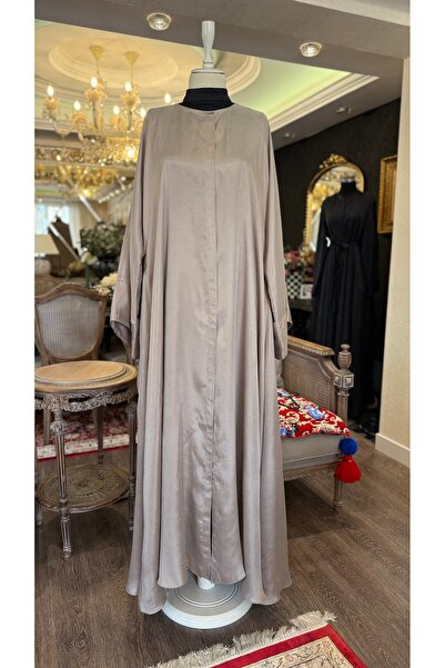 BukrinaCo Taş rengi ipek kupra kloş tesettür ferace abaya