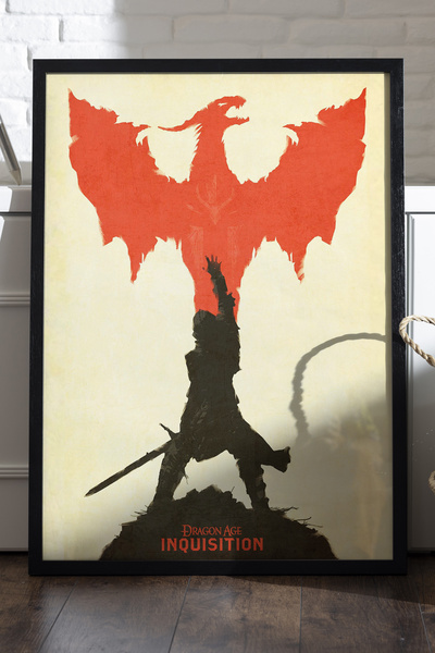 Duvarda Poster u crnom drvenom okviru iz Dragon Age-a, dekorativna zidna slik...
