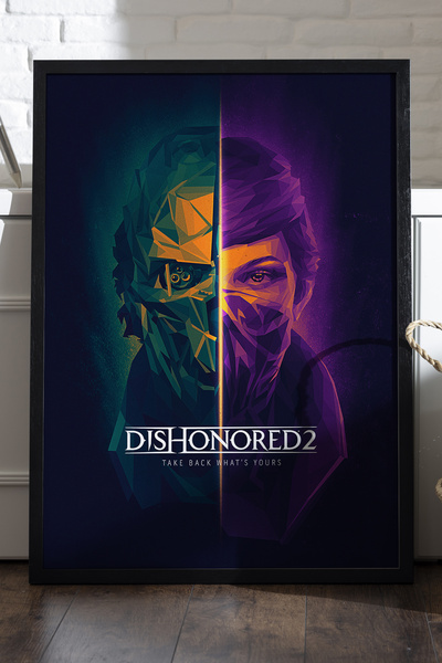 Duvarda Poster Dishonored cu ramă din lemn negru, pictură decorativă de peret...