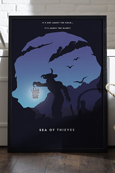 Duvarda Sea of Thieves crni drveni uokviren poster, dekorativna zidna slika z...