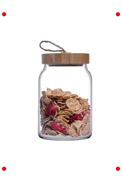markentegra Glass Storage Jar with Wooden Lid - 860 Cc
