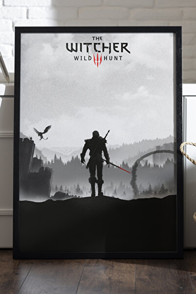 Duvarda Poster The Witcher cu ramă din lemn negru, pictură decorativă de pere...
