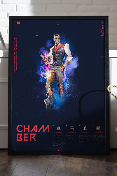 Duvarda Αφίσα Valorant Chamber με μαύρο ξύλινο πλαίσιο, διακοσμητικός πίνακας...