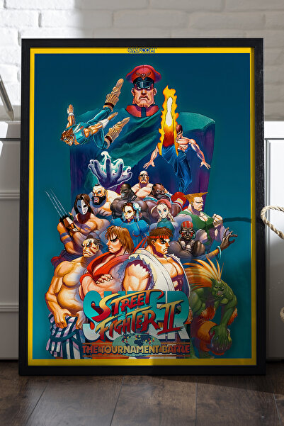 Duvarda Street Fighter crni drveni poster u ramu, dekorativna zidna slika za ...