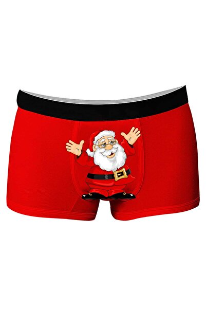 Onudabunuda 3D Baskılı Erkek Boxer - Yılbası12 Kırmızı