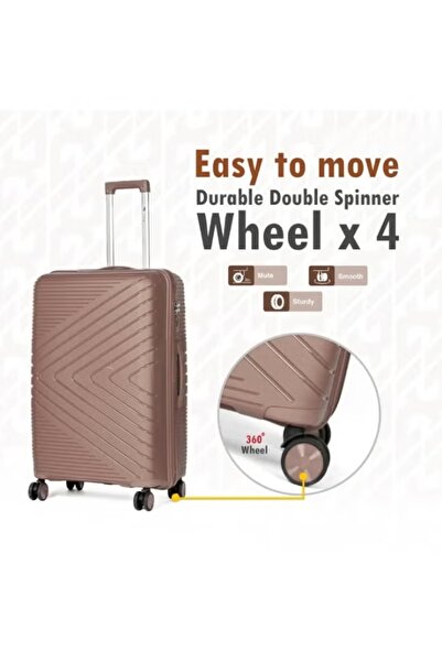 TRAVEL LİNE Brown 3-Piece Luggage Set - Lightweight Hard Shell Suitcase with Spinner Wheels & Telescopic Handle