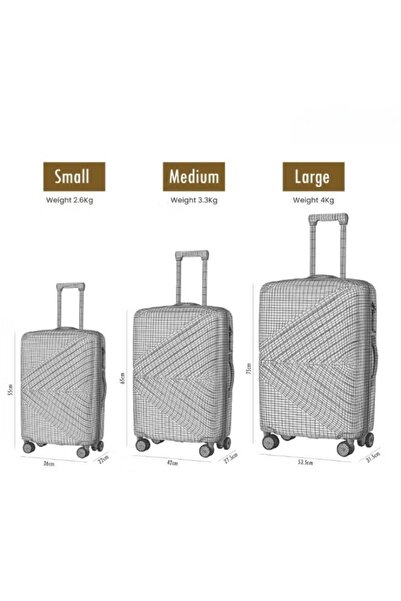 TRAVEL LİNE Brown 3-Piece Luggage Set - Lightweight Hard Shell Suitcase with Spinner Wheels & Telescopic Handle