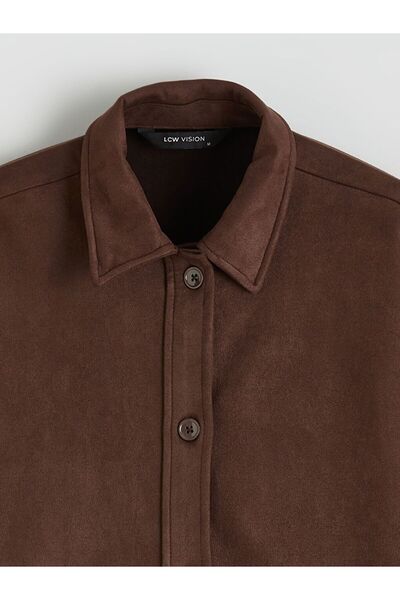 LC Waikiki LCW Vision Oversize Kadın Süet Görünümlü Gömlek