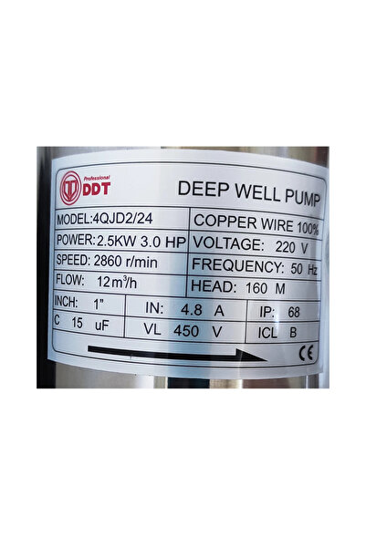 DDT Deep well submersible pump DDT-PROFESSIONAL 4QJD2-24, 2500 W