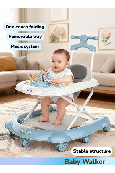 Generic مشاية أطفال، عربة أطفال هزازة، سيارة مع مسند للقدمين، صينية طعام، ألع...