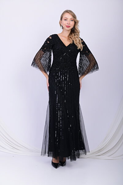 GATSBYLADY LONDON Amanda Maxi Evening Gown with Flared Sleeves