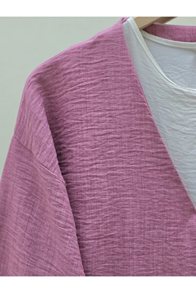 Modamorfo Side Tie Linen Kimono - Cherry